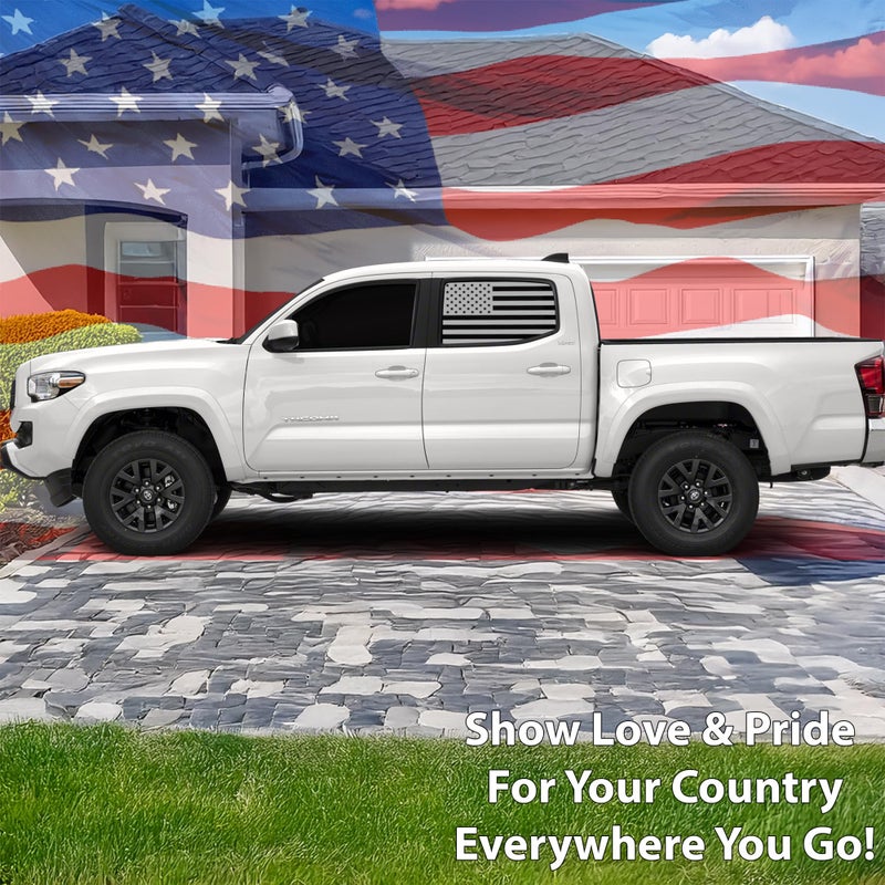 Bogar Tech Designs Rear Middle Window American Flag Vinyl Decal Compatible with Tacoma 2016-2023, Matte Black - Image 2